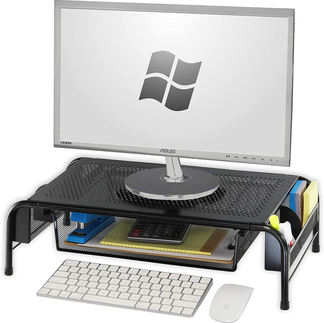 Economic Metal Desk Monitor Riser with Organizer Drawer Metal