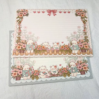 Bloc-notes floral B5 motif ours mignon, bloc-notes ligné détachable, bloc-notes Kawaii pour journal étudiant, papeterie de bureau