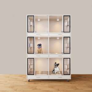 Pet Store Chatterie <span class=keywords><strong>Commercial</strong></span> Grand Verre Trempé En Bois Massif Chien Caisse Chenil Pet Shop Pet Vet Intérieur Chat Chien Cages - Product Image 4