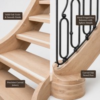 Escaliers droits modernes en bois massif sur mesure, escaliers courbes et rampes en fer forgé pour villas et appartements intérieurs