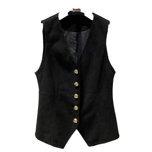 Chaleco de Piel de Oveja Genuina para Mujer, Estilo Estrella de la Moda, Transpirable, con un Solo Botón, Chaqueta de Motocicleta para Primavera/Invierno - Product Image 1