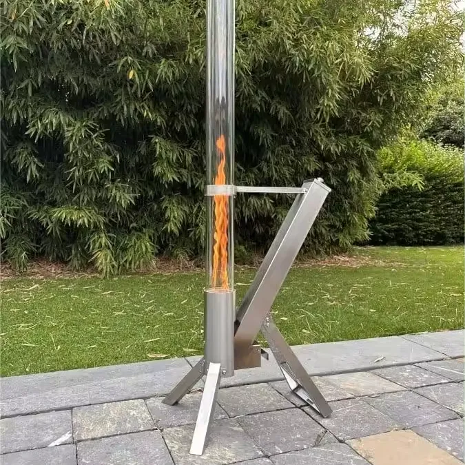 Freestanding Pellet Stove Fire Heaters Wood Burning Outdoor Pellet Patio Heater with Glass Tube