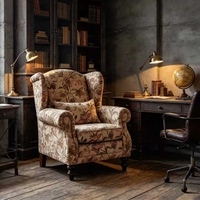 Shinestone Vintage Hochlehner-Flügelsofa Stilvolles Blumenmuster-Set für Landhaus Villa Hotel Ruhebereich