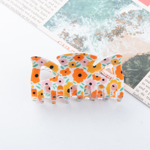 กิ๊บหนีบผมอะคริลิกลายดอกไม้ขนาดใหญ่ 8.6 ซม. สีเขียวม่วง ดีไซน์ทันสมัย สำหรับผู้หญิง เหมาะเป็นของขวัญสำหรับวันหยุด - Product Image 2