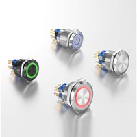 Interrupteur à bouton-poussoir en métal plat anti-vandale 12mm 16mm 19mm 22mm LED interrupteurs à bouton-poussoir momentanés 12v étanches à l'eau
