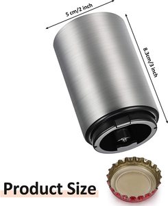 Abridor de botella de empuje magnético de plata personalizado abridor de botellas de cerveza automático magnético - Product Image 4