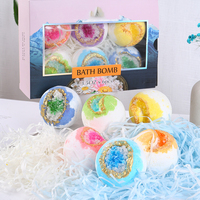 Grandes bombes de bain turquoise géode en cristal faites à la main pour femmes huiles essentielles relaxantes pour hydrater les peaux sèches-coffret cadeau