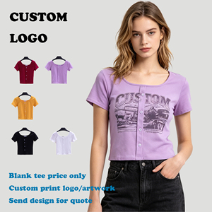 T-shirt da Donna Personalizzata, Alta Qualità con Logo Ricamato, Collo Tondo, Nuovo Design Streetwear Estivo a Manica Corta per <span class=keywords><strong>Signora</strong></span> - Product Image 1