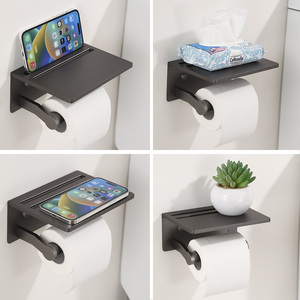 <span class=keywords><strong>Portarotolo</strong></span> Moderno in Alluminio con Adesivo e Mensola Porta Telefono - Product Image 3