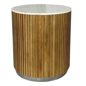 Muebles de Salón, Mesa Auxiliar de Madera con Tapa de Mármol para Decoración del Hogar - Product Image 1