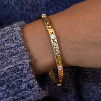 Bracelet Gaovo minimaliste blanc rond serti de zirconiums cubiques, plaqué or 18 carats, en acier inoxydable hypoallergénique, bijoux de mode pour femmes