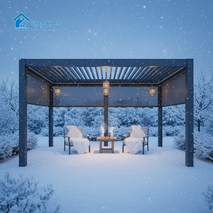 Pérgola Bioclimática de Aluminio Extruido Sweet Home 4x4 con Techo de Láminas Motorizado y Retráctil, Toldo Independiente <span class=keywords><strong>para</strong></span> Patio Exterior - Product Image 6