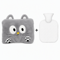 Housse de bouteille d'eau chaude en peluche animale mignonne avec poche chauffe-mains pour le confort hivernal et le soulagement par la chaleur