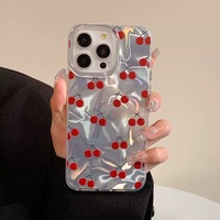 Étui de téléphone portable mignon en forme de cœur rose laser pour iPhone 13 14 15 Pro Max 16, coque arrière scintillante avec effet d'ondulation d'eau pour fille