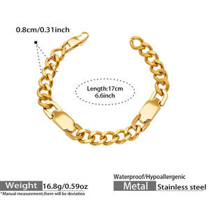 Waterproof Anti Tarnished 316L Stainless Steel Fashion <b>Men's</b> Bracelet & <b>Bangle</b> Engravable Blanks Cuban Link Bracelet For <b>Men</b> - Product Image 6