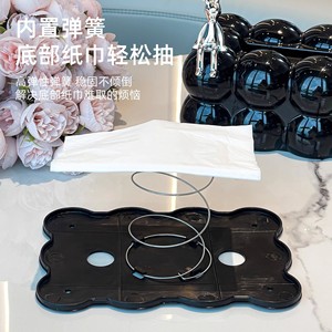 Boîte à mouchoirs moderne en plastique effet bulle nuage pour salle de bain, design haut de gamme pour salon, avec ressort de levage automatique intégré - Product Image 6