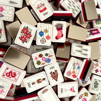 Prêt à expédier : Ensemble de Mahjong Américain de Noël, 4 couches, en acrylique, 160 pièces, avec ornements de luxe, tuiles sculptées motif Poinsettia