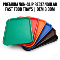 Plateau rectangulaire antidérapant 14'' x 10'' pour restauration rapide, plateau de service pour cafétéria, plateau organisateur, plateau de restaurant, plateau de table scolaire