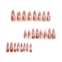 Faux ongles en gel, style Y2K, couvrant entièrement, minimaliste, à porter, dégradé marron, vente en gros