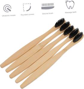 Cepillos de Dientes de Bambú Biodegradables, Ecológicos, con Cerdas de Color, Cepillos de Dientes de Madera con Cerdas Suaves - Product Image 3