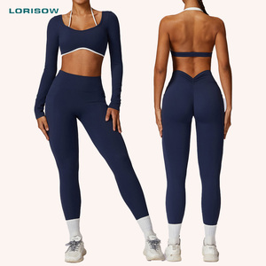 Ensemble de leggings <span class=keywords><strong>sexy</strong></span> de yoga taille haute avec scrunch pour femmes, vêtements de sport, fitness, gym et yoga - Product Image 1