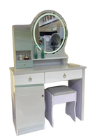 Table de toilette moderne au design actuel avec miroir LED et tiroirs, ensemble de coiffeuse de luxe pour chambre à coucher, bureau de maquillage