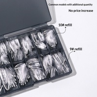 Capsules d'ongles en acrylique sur mesure, couverture complète, capsules d'ongles express, demi-mat, longues, en forme d'amande, gel souple, couverture complète, pointes d'ongles en gel souple