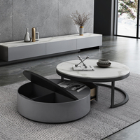 Table basse ronde moderne italienne en bois blanc, meuble de salon, et longues consoles TV de luxe