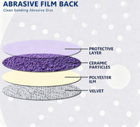 Papier abrasif céramique violet 6 pouces (150 mm) à fixation auto-agrippante pour usine OEM/ODM, idéal pour le ponçage automatique, le remplissage de carrosserie et le ponçage de métaux durs