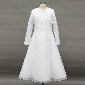 D30569 Vestido <span class=keywords><strong>de</strong></span> <span class=keywords><strong>Primera</strong></span> <span class=keywords><strong>Comunión</strong></span> con Cuello Blanco y Cuentas con Chaqueta <span class=keywords><strong>de</strong></span> Satén - Product Image 3