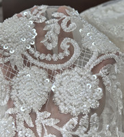 Tela de Tul Bordada con Lentejuelas de Alta Calidad, Doble Cara, Resistente a la Encogimiento, para Novias y Bodas