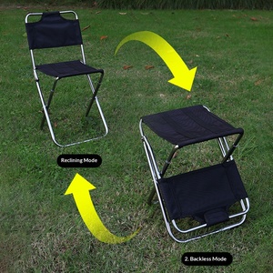 Chaise pliante en alliage d'aluminium ultra légère avec dossier, tabouret portable pour le camping et la pêche - Product Image 2