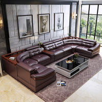 Canapé modulaire inclinable en cuir PU de luxe, carré, avec éponge, pour hôtel, villa, salon