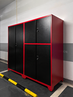 Armoire de rangement pour emplacement de stationnement avec serrure numérique et étagères réglables pour sous-sol, garage, outils, équipement de pêche et rangement utilitaire