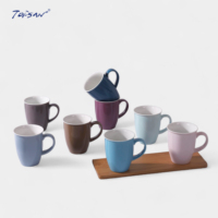 Vente flash Tasse à café en céramique et porcelaine 360cc avec couleur unie beige et design de grand gobelet à large ouverture pour la maison et le restaurant