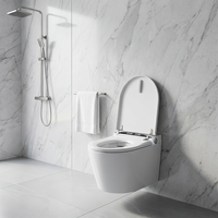Inodoro Inteligente Moderno Suspendido en la Pared, Juego de Inodoro de Cerámica, Sanitario Inteligente Inodoro para Baño, Inodoro con Sensor Automático