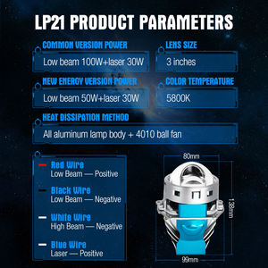 Xenplus LP21 3.0 pouces 12V 130W 110W 30000LM 5800K universel RHD/LHD blanc jaune antibrouillard BI <span class=keywords><strong>LED</strong></span> projecteur Laser LENTILLE A1 - Product Image 6