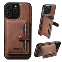 Coque de téléphone SUTENI pour iPhone 18 Pro Max avec chargement magnétique sans fil 2-en-1, support porte-cartes, en similicuir de luxe, compatible 17 16 Plus 15 14