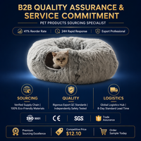 Lit tunnel pour chat en peluche, toutes saisons, épaissi, avec boule suspendue, amovible et lavable, grand lit tunnel pour chat, vente en gros