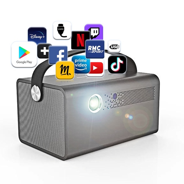 2026 V7 DLP LED Smart Projector 1080P/4K 60Hz 600 ANSI Lumens Auto Focus Android Built-in Speakers Portable Home Theater