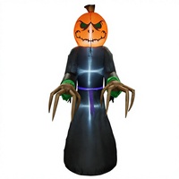 Hiasan Halloween Tiup Bentuk Labu Hantu Raksasa 8FT XT Brand, Lampu LED Berkedip, Dekorasi Luar Ruangan untuk Halaman, Kebun, dan Pesta