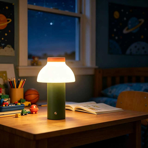 Lámpara de Escritorio LED Moderna, Regulable, Táctil, Recargable, de Metal, con 3 Colores, Lámpara de Mesa de Cuero para Adolescentes - Product Image 1