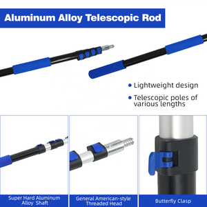 Kit de Herramientas Telescópicas de Aluminio para Limpieza de Ventanas <span class=keywords><strong>con</strong></span> Alimentación de Agua, Cepillo, <span class=keywords><strong>Limpiacristales</strong></span>, Dispensador de Jabón y Extensión para Limpiar Paneles Solares - Product Image 6