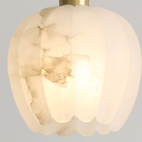 Lampu Gantung Dekoratif Mewah Modern Berbentuk Kuncup Bunga dari Tembaga dan Marmer untuk Villa, Foyer, Kamar Tidur, Ruang Belajar.