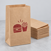 Sac en papier kraft biodégradable ECO avec soufflet latéral pour l'emballage de sandwichs et de collations, logo personnalisé