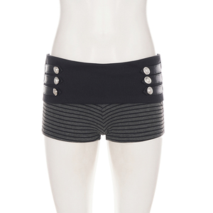 Shorts sexy plissés style baroque rétro à double boutonnage et taille basse pour femme - Product Image 6