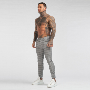 <span class=keywords><strong>Pantalones</strong></span> de cuadros supercómodos y elásticos para <span class=keywords><strong>hombre</strong></span>, Pantalón chino ajustado, color gris y blanco, 2022 - Product Image 3