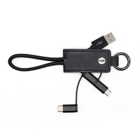 Novedad 2025, llavero 3 en 1 de cuero PU, cable de cargador USB tipo C para ordenador y auriculares, regalos promocionales de negocios