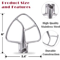 LEADING QUALITY KSMPB5SS Batteur à pâtisserie en acier inoxydable pour mélangeurs sur socle à tête inclinable KitchenAid pour appareils de cuisine