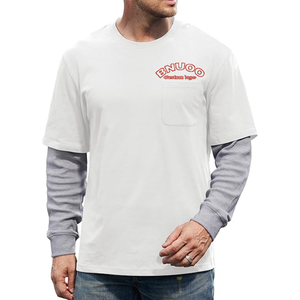 T-Shirt <span class=keywords><strong>con</strong></span> grafica pesante personalizzata t-Shirt <span class=keywords><strong>con</strong></span> tasca oversize da 300gsm t-Shirt a manica lunga a doppio strato di alta qualità - Product Image 1